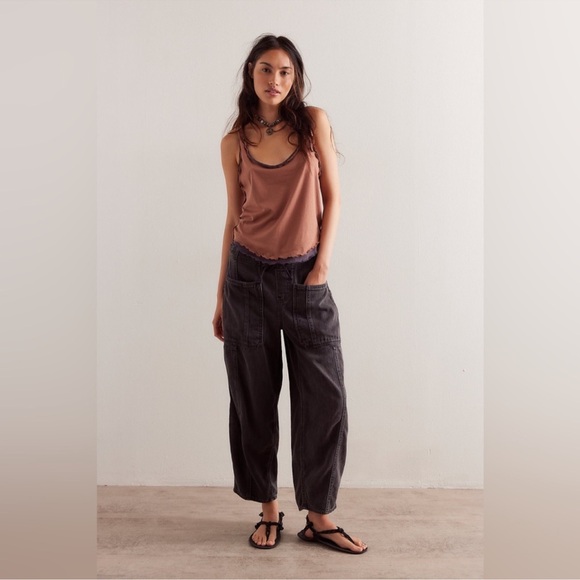 We The Free Denim - FreePeople WE THE FREE:”SILVERTON” Pull-On Barrel Jeans in Smokescreen NWOT